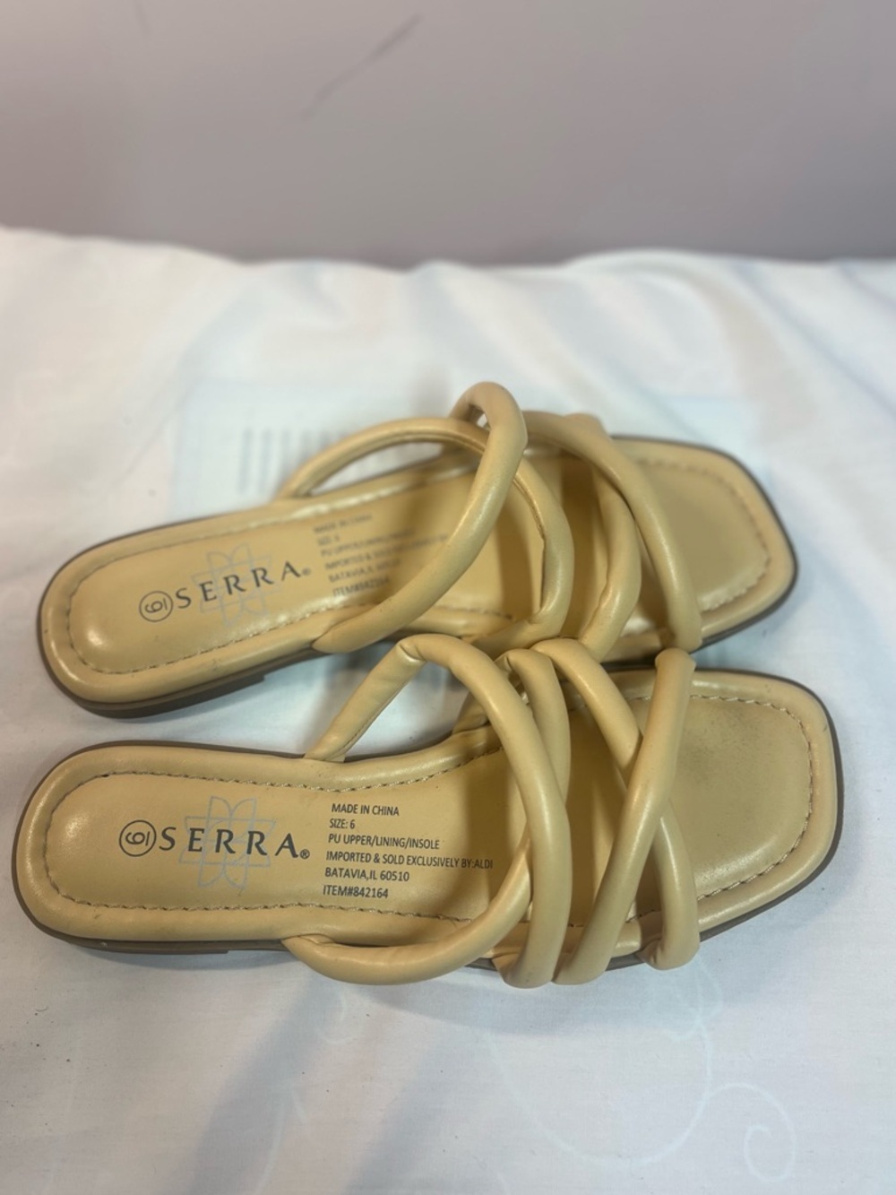 Serra Beige Crisscross Slide Sandals - Picture 3 of 7